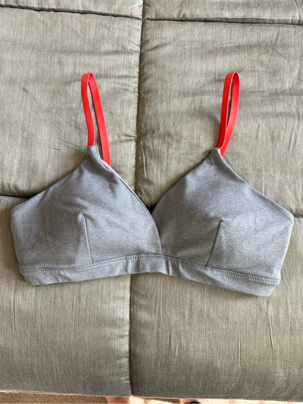 Athleta Gray Bralette with Red Straps